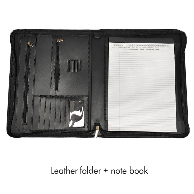 Portafolio de cuero A4 con cubierta de libros – Mapas de documentos comerciales para iPad, publicaciones y tarjetas | Elegante PU-Leder Schreib- &amp; Organizationsmappe 