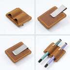 Porte-stylo rétro en cuir avec boucle – Boucle pour stylo plus élégante avec clip métallique pour carnet de notes, journal et raboteuse