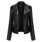 Damen Punk Biker Lederjacke mit Nieten – Kurze Slim Fit Faux Leather Jacke mit Reverskragen, Retro Moto Jacke für Frühjahr & Herbst