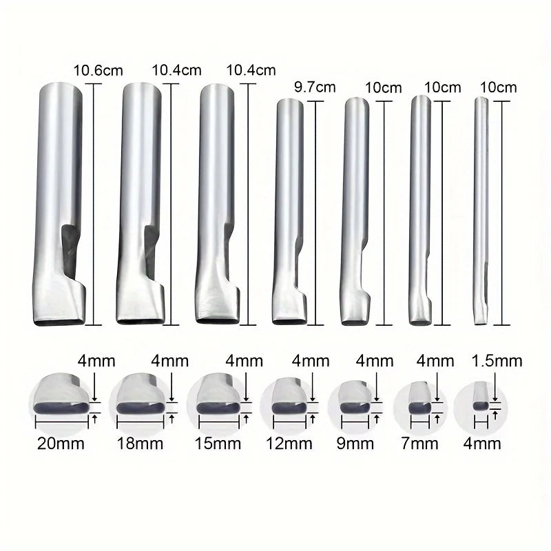 3-teiliges Oval Lederloch Stanzer Set – Ovale Hohlstanzen 1,5–20 mm für Gürtel, Taschen & Lederarbeiten