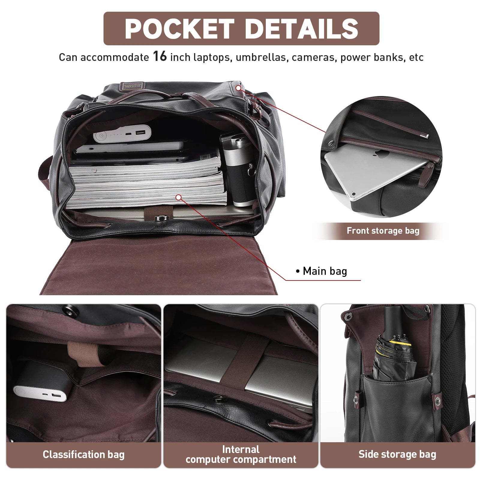 MATE ELAN Herren Leder Business Rucksack – Großer Laptoprucksack 15,6 Zoll mit USB-Anschluss, wasserfest & alltagstauglich