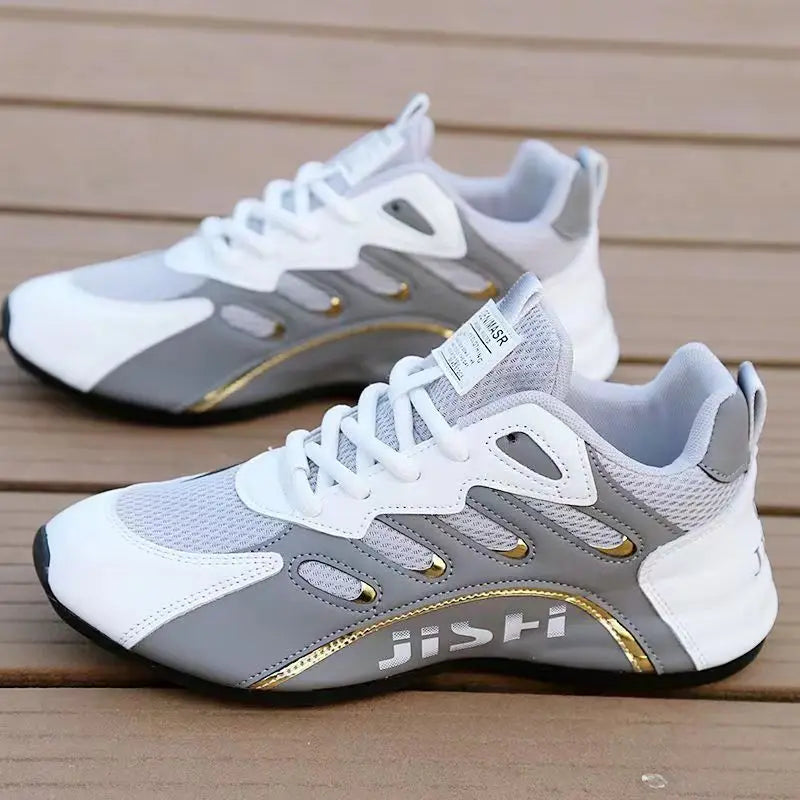 Damen Sneaker aus PU-Leder – Atmungsaktive Casual Sportschuhe für Frühling & Herbst, Bequeme Freizeit- & Running-Sneaker mit Gummisohle