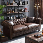2025 Vintage Chesterfield Sofa in Oil-Wax-Lederoptik – Hochwertiges Rollarm-Ledersofa mit moderner Funktionalität