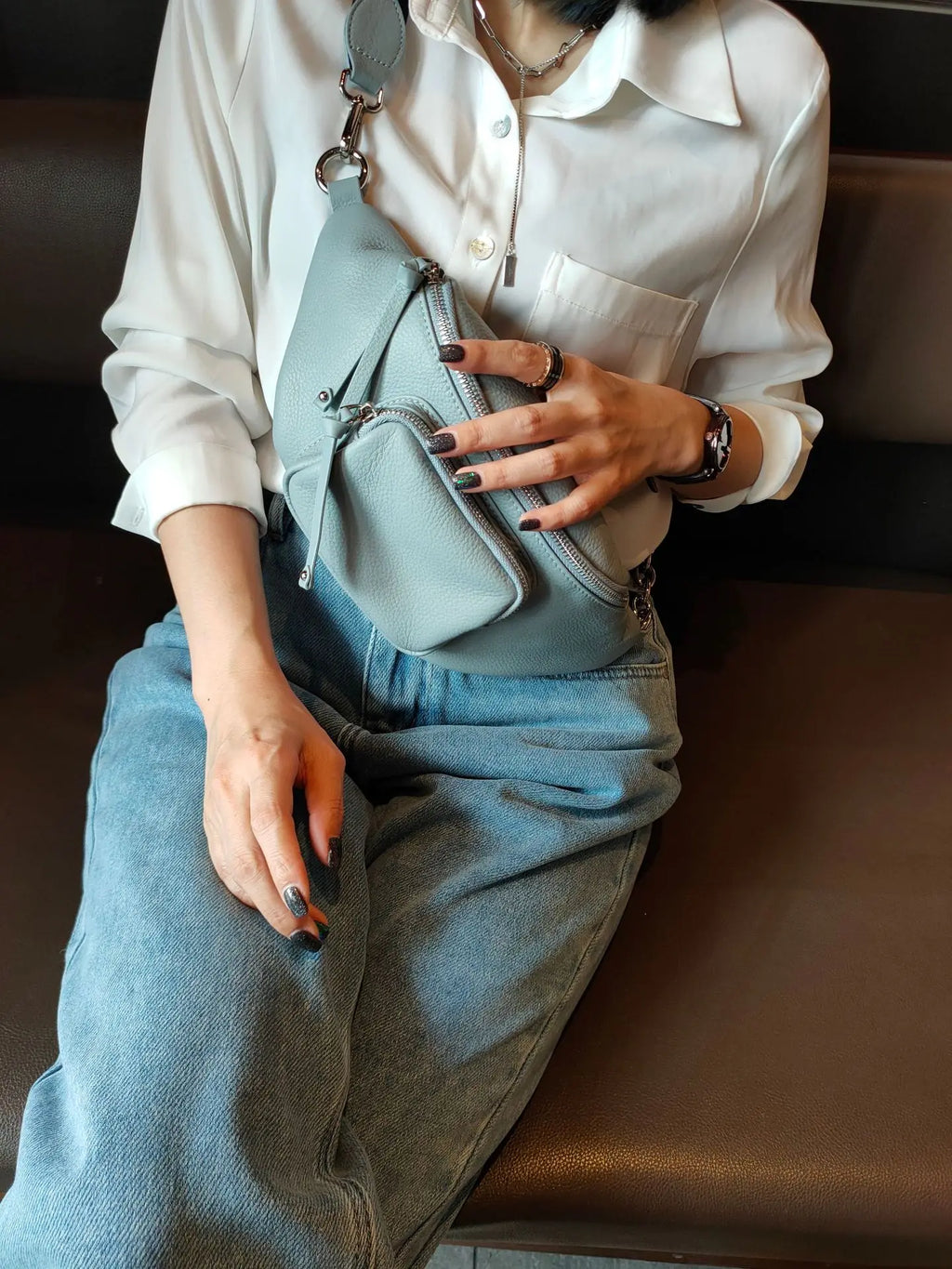 Luxuriöse Damen Bauchtasche aus Echtem Leder – Riñonera con forma de barril de diseñador y Gürteltasche para mujeres