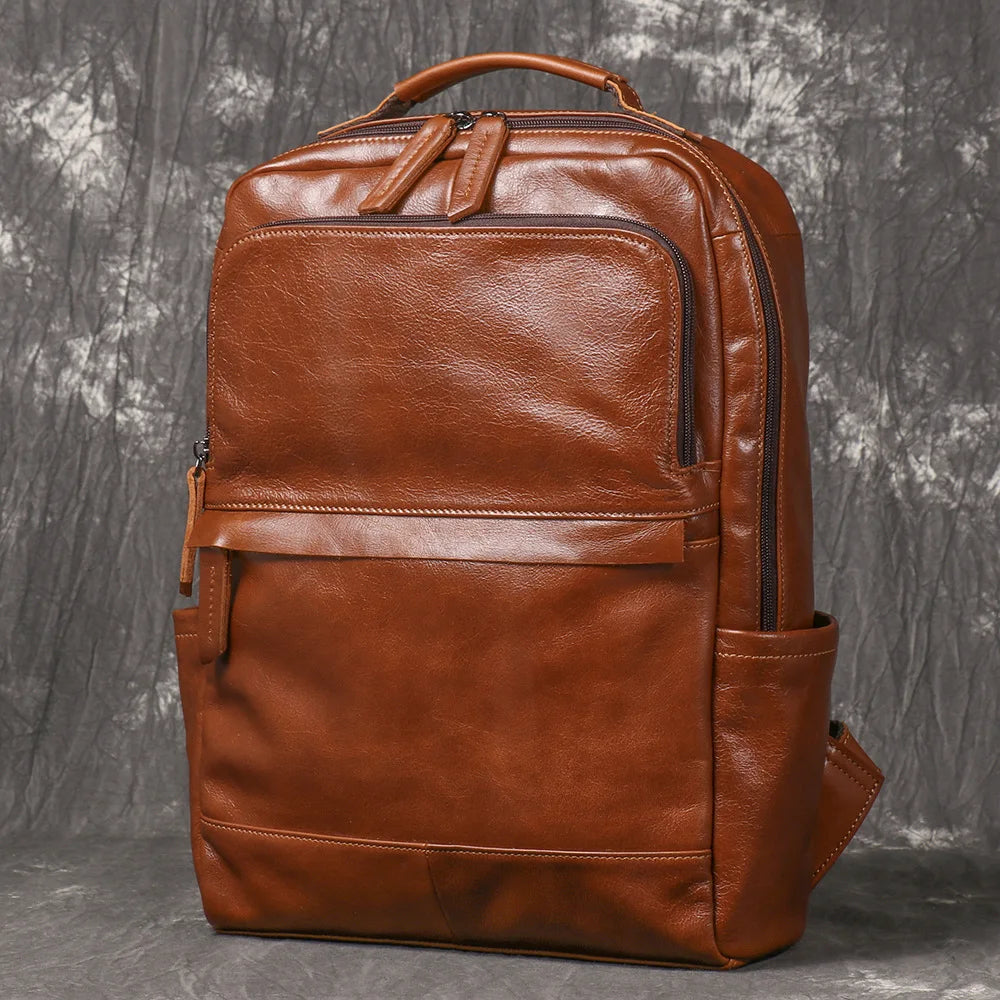 LEATHFOCUS Vintage Leder Rucksack Herren – Mochila cruzada elegante para portátil de 15 pulgadas, exterior, tamaño y tamaño 