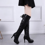 Elegante Damen Overknee Stiefel im Knight-Style – Weiche Lederoptik, High Heel mit Plateau & luxuriöser Tragekomfort