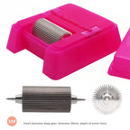 Quadratisches Lederkanten-Farbroller Set - Profi Oil Edge Box Werkzeug mit Zahnrädern für saubere Lederkanten (Rosé-Rot) 