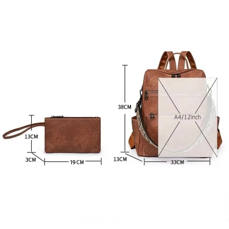 Damen PU Leder Laptop Rucksack 2025 – Diebstahlsicher, wasserdicht, große Kapazität, Business & Reise