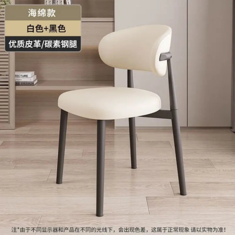 Italienischer Polster-Esszimmerstuhl aus Leder – Moderner Küchenstuhl mit Rückenlehne, High-Density Schaum & stabilem Eisenrahmen im nordischen Design