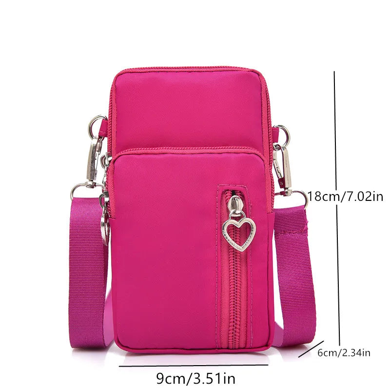 Mini Oxford Crossbody Bag – Wasserdichte Handytasche für Damen & Herren, Multi-Layer Zipper Nylon Bag
