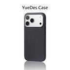 Funda de cuero de lujo con textura de diamante y MagSafe para iPhone 13-17 Pro Max - Funda de cubierta completa con protección de cámara metálica y carga inalámbrica