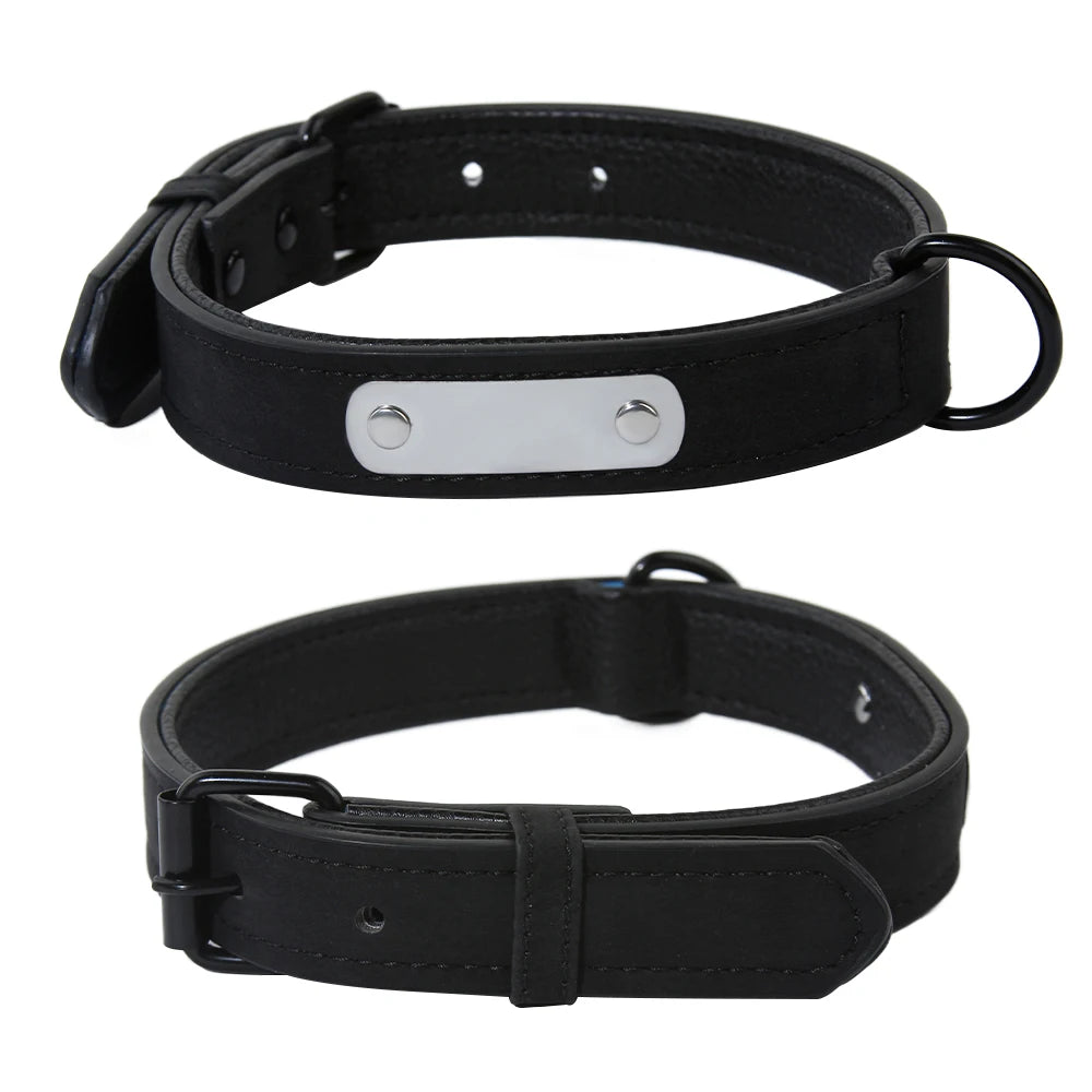 Personalisiertes Leder Hunde-Halsband & Leinen-Set – Gepolstertes, langlebiges Halsband mit Namensgravur für kleine, mittlere & große Hunde
