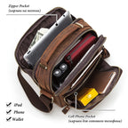 HUMERPAUL Herren Leder Schultertasche – Vintage Crossbody Messenger Bag aus Echtleder mit Großer Kapazität