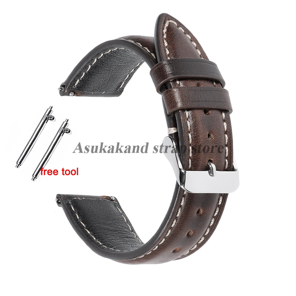 Vintage Uhrenarmband aus Oil-Wax-Leder - Correa de reloj de cuero de 18 mm a 22 mm con Dornschließe im klassischen Look para hombres y mujeres 