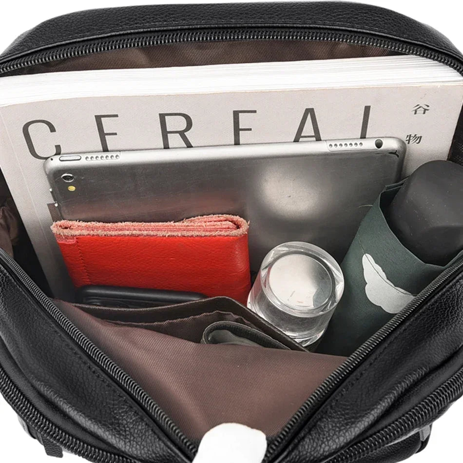 VANDERWAH Damen Leder-Rucksack – Vintage Schul- & Reiserucksack aus Mikrofaser-Leder mit großem Stauraum