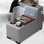 Smartes Leder-Ecksofa aus Rindsleder mit kabellosem Laden & Audio – Modernes Designer Sofa mit Massagefunktion und Stauraum