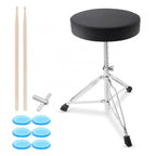 Höhenversstellbarer Drum Hocker aus PU-Leder – Gepolsterter Schlagzeugstuhl mit Edelstahl-Dreibein für Anfänger &amp; Erwachsene 