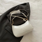 Retro PU-Leder Schultertasche für Damen – Modische Unterarmtasche in Einfarbig, Leichte Handbag