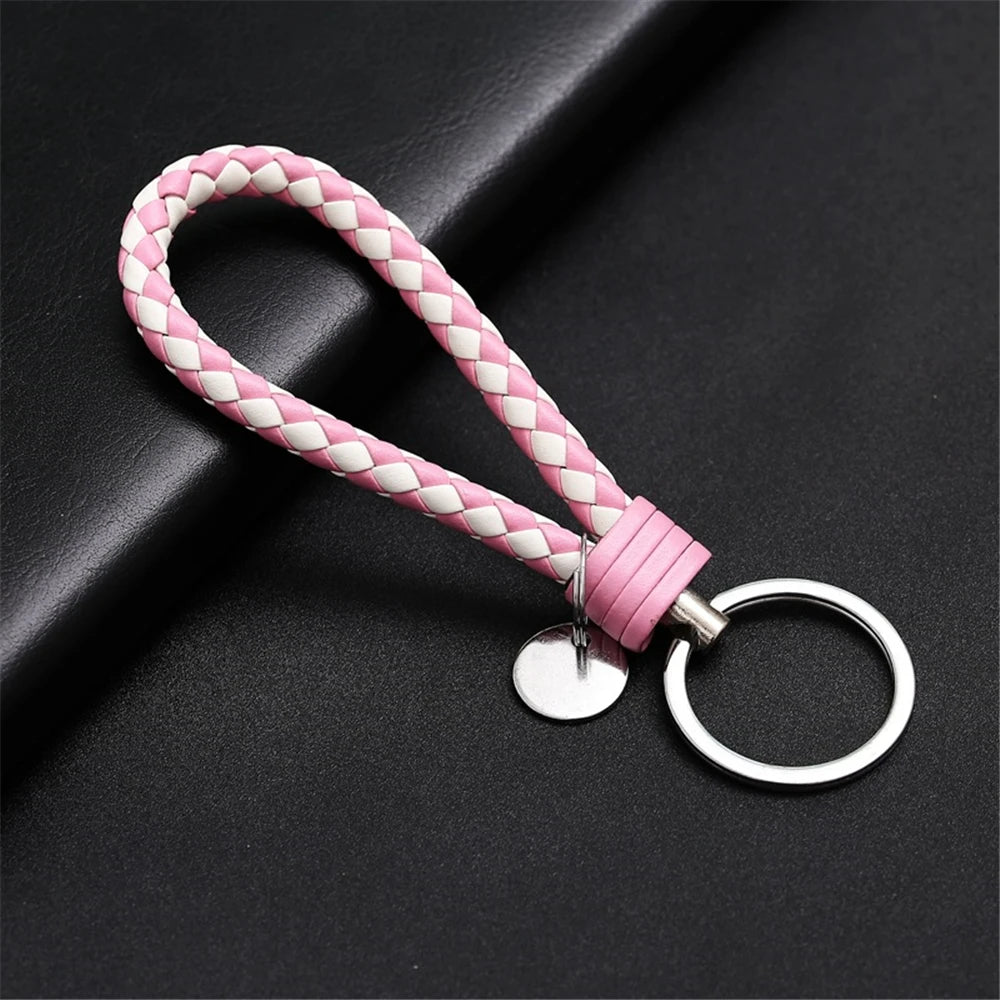 13 cm geflochtener PU-Leder Schlüsselanhänger – Farbiger Keyring für Damen &amp; Herren, modisches Auto- &amp; Taschen-Accessoire mit Metallring