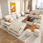 Modernes modulares Ledersofa – Ausziehbares, wasserdichtes L-förmiges Ecksofa mit Armlehne, Schlaffunktion &amp; Stauraum