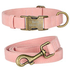 Personalisiertes Hunde-Halsband & Leinen-Set aus PU-Leder – Verstellbares Anti-Verlust Halsband mit gravierter Metallschnalle für kleine & mittelgroße Hunde