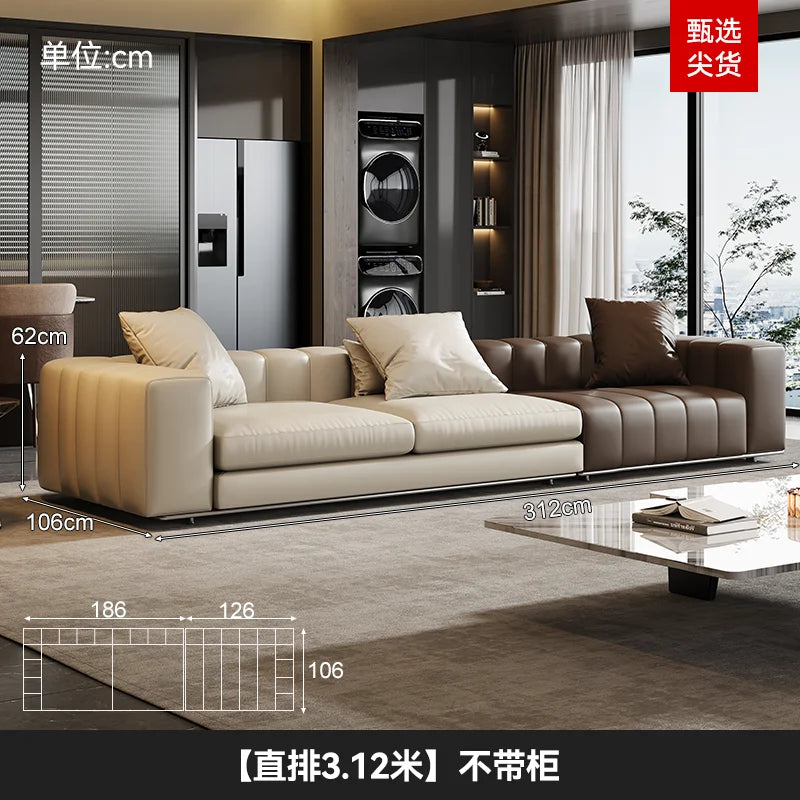 Luxus Lounge Sofa aus Echtleder im nordischen Stil – Kompaktes Designer-Ecksofa mit High-Rebound-Polsterung für modernes Wohnen