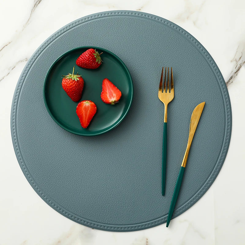 PU Leder Platzsets rund oder rechteckig (4/6 Stück) – Wasserdichte &amp; hitzeisolierende Tischsets im europäischen Stil für Hotel, Restaurant &amp; Zuhause