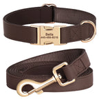 Ensemble de harnais et de laisse personnalisés pour chiens en cuir PU – Attaches individuelles avec ceinture pour petits et grands chiens 