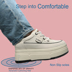 Fujin Damen Plateau Sneaker aus Echtleder – 9 cm Plattform Vulcanized Shoes | Hohe Casual Sneaker mit Komfort-Sohle