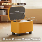 Schuhhocker mit Stauraum aus PU-Leder & Massivholz – Niedriger Sitzhocker für Flur, Wohnzimmer & Kinderzimmer