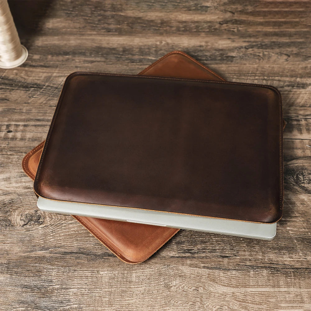 CONTACTS FAMILY Housse en cuir véritable pour ordinateur portable – Housse de protection pour MacBook Pro/Air 13, 14, 16 pouces, HP, Dell, XPS, unisexe