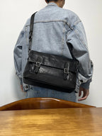 pndme Herren Leder-Messenger Bag – Echtes Cowhide Leder Satchel für Arbeit, Alltag & Business