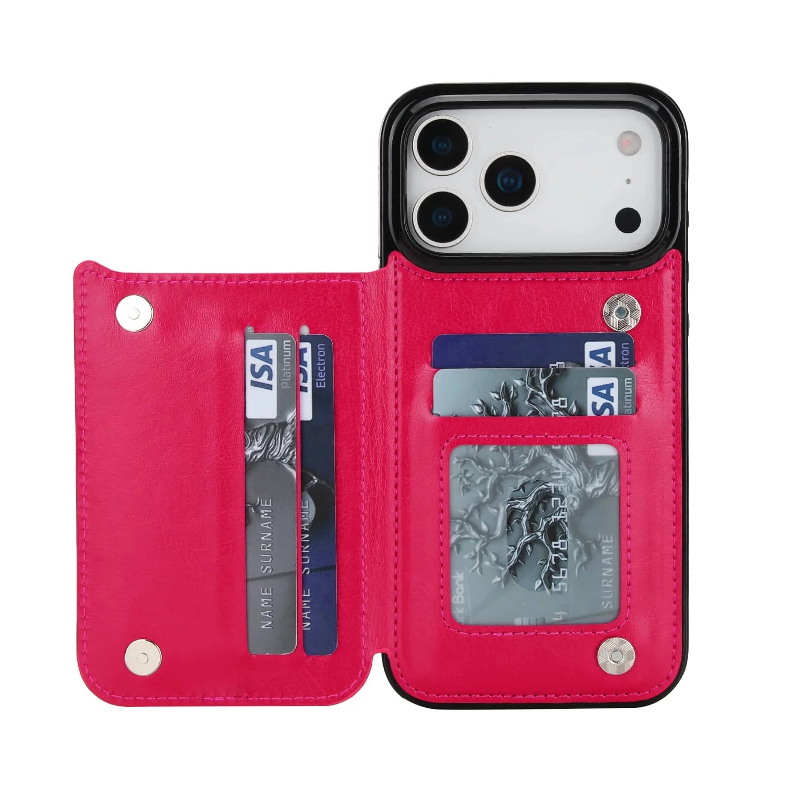 iPhone 17 / 17 Air / 17 Pro / 17 Pro Max Wallet Lederhülle – Flip Case mit Kartenfächern, Standfunktion & Doppel-Magnetverschluss