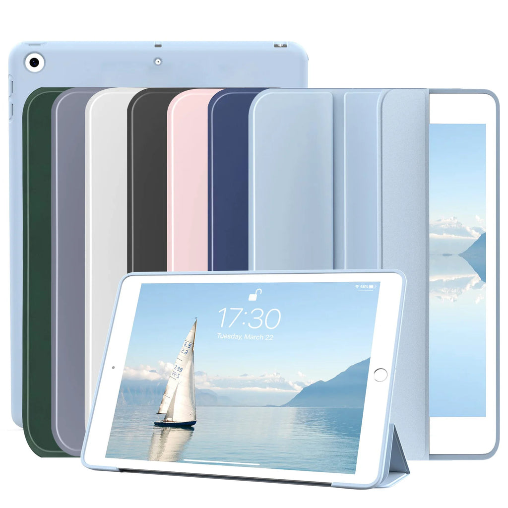Funda de cuero suave de silicona y PU para iPad de 10,2 pulgadas (7., 8. y 9. generación) – Flip Smart Cover con protección contra golpes