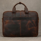 Luufan Herren Leder-Aktentasche - Maletín de cuero Vintage Crazy Horse para portátil de 15,6", bolso bandolera grande para negocios