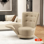 Moderner drehbarer Ledersessel in Schwarz – Übergroßer Relax-Wohnzimmerstuhl mit Armlehnen, lujoso sillón de diseño nórdico