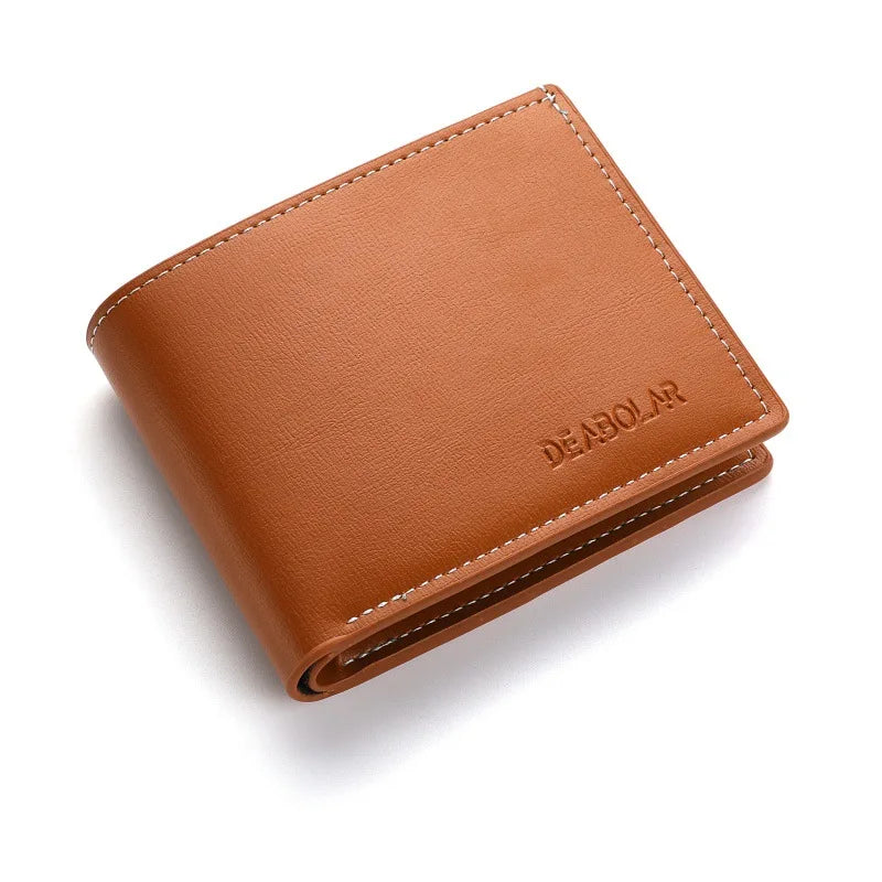 DEABOLAR Herren Kurz-Geldbörse – Dünnes PU-Leder Wallet mit Kartenhalter, Falt-Design &amp; England-Style 