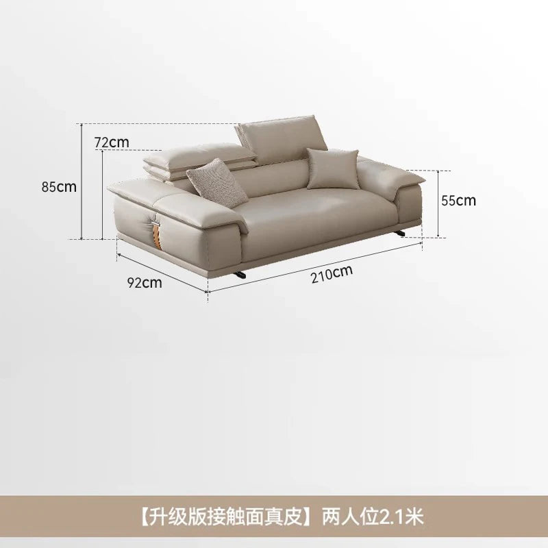 Italienisches Luxus Leder-Ecksofa – Modernes Designer L-Form Sofa für das Wohnzimmer, minimalistisches Familien-Sofa aus Echtleder
