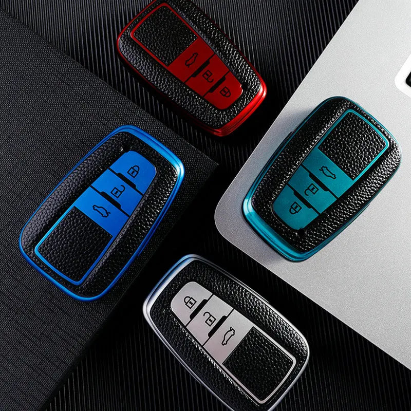 Funda de cuero premium de TPU para coche para Toyota – Funda robusta para llaves para Prius, Camry, Corolla, C-HR, RAV4 y Prado (desde 2018)