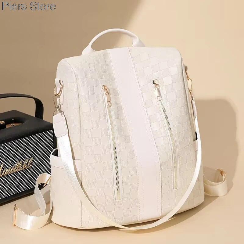 Großer Damen Rucksack aus weichem Lederlook – Modischer Softback Studentinnen-Rucksack mit viel Stauraum 