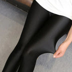 Femme Shiny Lederleggings Skinny Fit – Glänzende V-Waist Leggings mit Stretch, modische Kunstleder Hose 