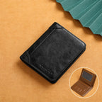 Portefeuille en cuir PU pour hommes – Portefeuille vertical fin avec protection RFID, cartes de visite et design minimaliste 