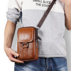 MOJOYCE Herren Leder Messenger & Bauchtasche – Tragbare Cowhide Crossbody Bag mit Multi-Fächern für Outdoor, Sport & Alltag