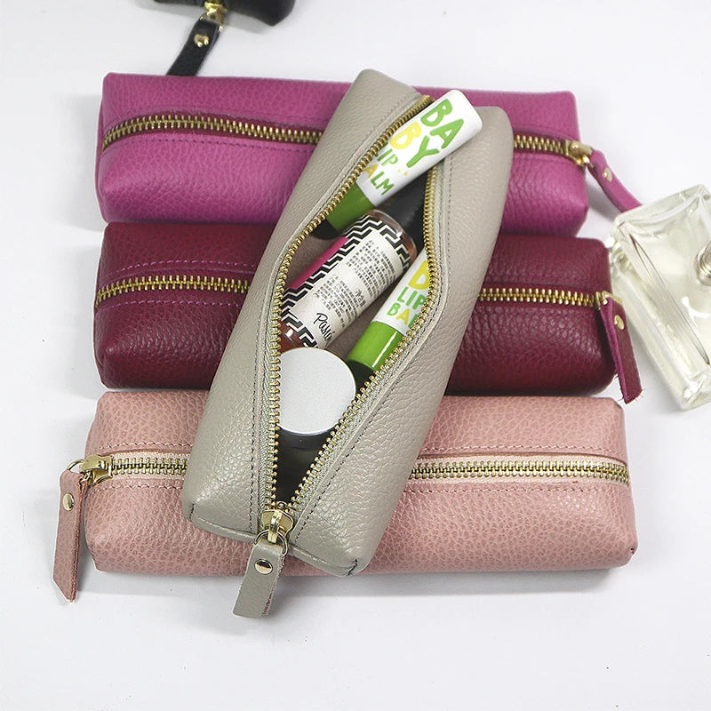 Personalisierte Leder Stifteetui aus echtem Rindsleder – Wasserdichte Reißverschluss-Stifttasche mit Namensgravur