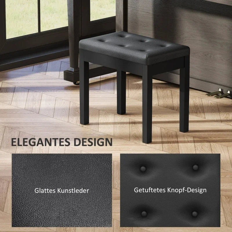 Anajqaqia Klavierbank mit Stauraum – Gepolsterter Piano Hocker aus Kunstleder in Schwarz, 55 × 34 × 50 cm