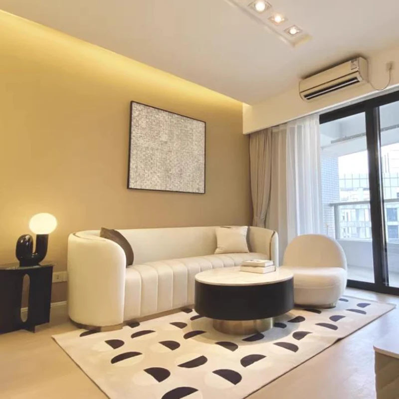 Luxuriöses Vollleder Designer-Sofa – Modernes 2,8 m Lounge-Sofa aus Rindsleder mit Latex-Polsterung, nordischer Light-Luxury-Stil pour Wohnzimmer &amp; Flur