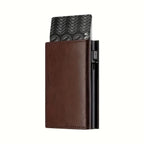 Herren Mini Wallet mit Zipper – RFID-Schutz, Pop-up Metallkartenhalter & Münzfach