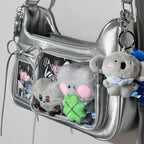 Y2K Harajuku Damen Schultertasche – Transparent Ita Bag im koreanisch-japanischen Preppy-Stil mit Schleife, Sac à main bandoulière