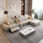 Italienisches Luxus Leder-Ecksofa mit Relaxfunktion – L-Form Wohnlandschaft aus Rindsleder, mit Schlaffunktion und Stauraum
