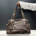 Bolso tote Punk Biker para mujer – Bolso grande de piel sintética y bandolera en estilo moto con bolsillos y múltiples bolsillos 